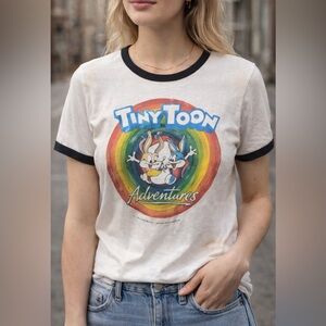 Tiny Toon Adventures Ringer Tee Large Bioworld Cartoon Graphic Shirt
